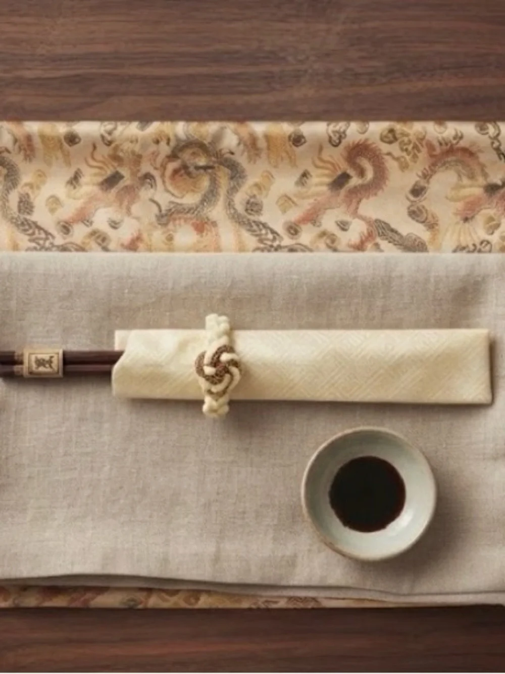 Japanese Ironwood 6-Pair Chopstick Set in Brocade Placements